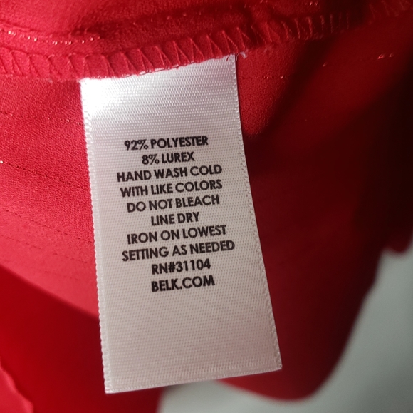 Kim Rogers Woman Red Chiffon Blouse Roll Tab Sleeves Plus Size 3X - Picture 6 of 13